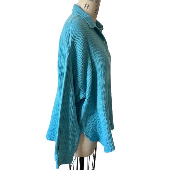 Lou & Grey Turquoise Long Sleeve Button Down Top Size XL X-Large - Picture 4 of 6